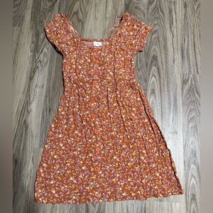 Pink Rose Floral Button-Up Top in Orange and Purple